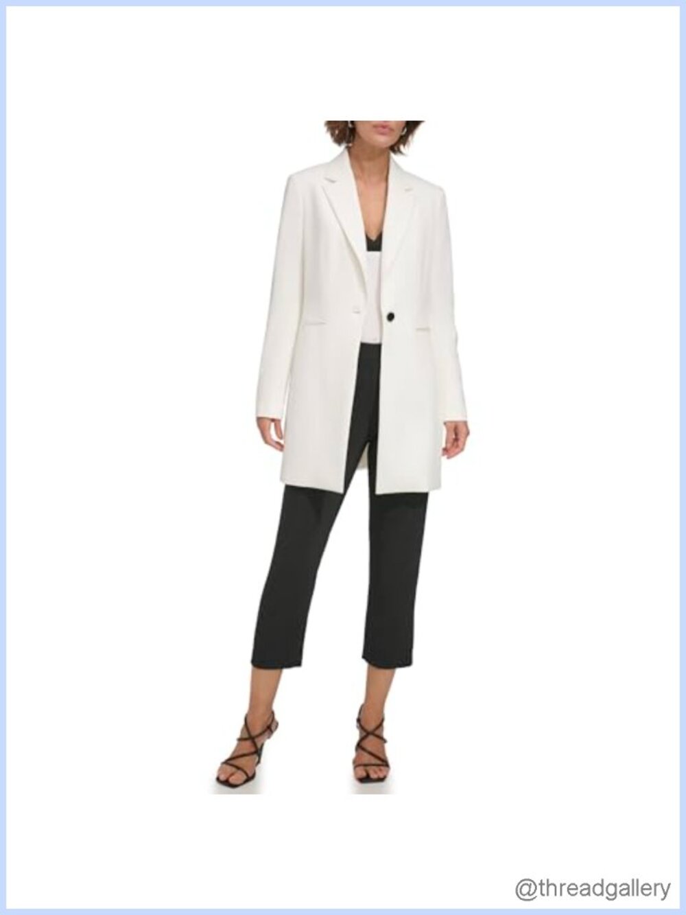 Longline One-Button Blazer Notch Collar Business Casual